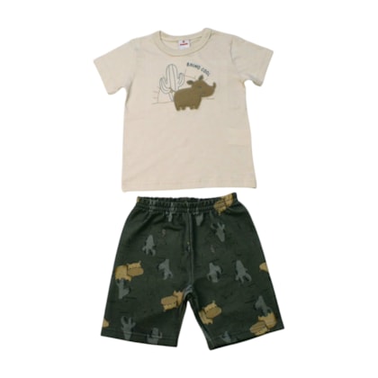 Conjunto Masculino Camiseta e Bermuda Moletinho Estampada 26534 - Brandili  