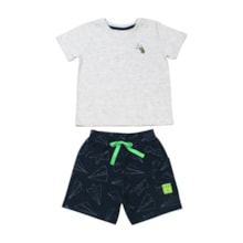 Conjunto Masculino Camiseta e Bermuda Moletinho Estampada Avião 19129 - Boca Grande