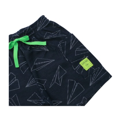 Conjunto Masculino Camiseta e Bermuda Moletinho Estampada Avião 19129 - Boca Grande