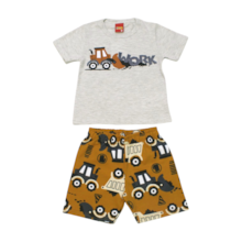 Conjunto Masculino Camiseta e Bermuda Moletinho Estampada Trator 1001063 - Kyly     