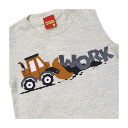 Conjunto Masculino Camiseta e Bermuda Moletinho Estampada Trator 1001063 - Kyly     