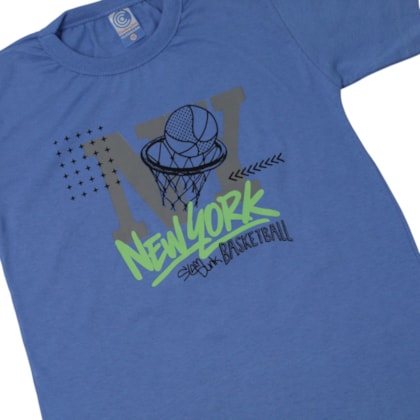 Conjunto Masculino Camiseta e Bermuda Moletinho Estampado Basketball 3100 - Cleomara
