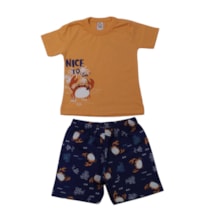 Conjunto Masculino Camiseta e Bermuda Moletinho Estampado Caranguejo 82 - Cleomara