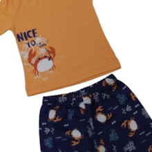 Conjunto Masculino Camiseta e Bermuda Moletinho Estampado Caranguejo 82 - Cleomara