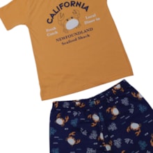 Conjunto Masculino Camiseta e Bermuda Moletinho Estampado Caranguejo 86 - Cleomara