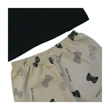 Conjunto Masculino Camiseta e Bermuda Moletinho Estampado Controle 3100 - Cleomara  