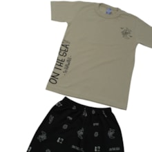 Conjunto Masculino Camiseta e Bermuda Moletinho Estampado Coqueiro 3100 - Cleomara