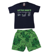 Conjunto Masculino Camiseta e Bermuda Moletinho Estampado Dino 82 - Cleomara