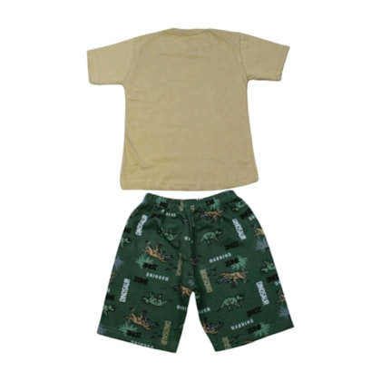 Conjunto Masculino Camiseta e Bermuda Moletinho Estampado Dino 86 - Cleomara 