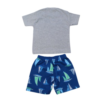 Conjunto Masculino Camiseta e Bermuda Moletinho Estampado Fundo do Mar 82 - Cleomara   