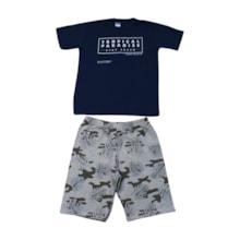 Conjunto Masculino Camiseta e Bermuda Moletinho Estampado Paradise 3100 - Cleomara     