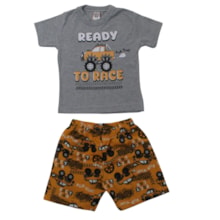 Conjunto Masculino Camiseta e Bermuda Moletinho Estampado Ready 82 - Cleomara