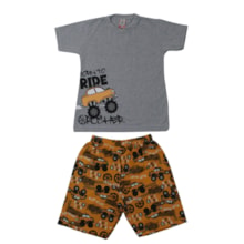 Conjunto Masculino Camiseta e Bermuda Moletinho Estampado Ride 86 - Cleomara
