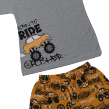 Conjunto Masculino Camiseta e Bermuda Moletinho Estampado Ride 86 - Cleomara