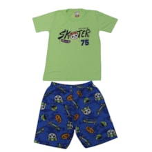 Conjunto Masculino Camiseta e Bermuda Moletinho Estampado Skate 86 - Cleomara