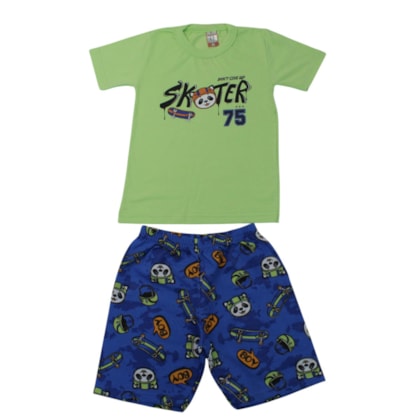 Conjunto Masculino Camiseta e Bermuda Moletinho Estampado Skate 86 - Cleomara