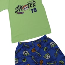Conjunto Masculino Camiseta e Bermuda Moletinho Estampado Skate 86 - Cleomara