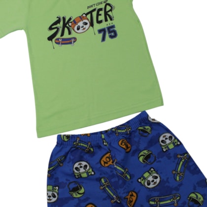 Conjunto Masculino Camiseta e Bermuda Moletinho Estampado Skate 86 - Cleomara