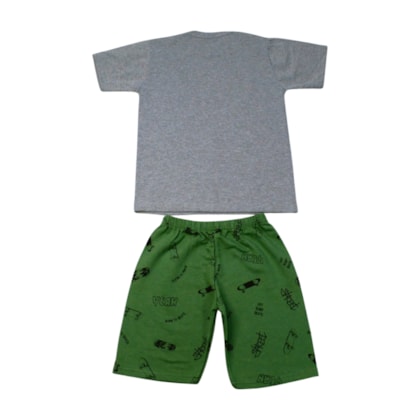 Conjunto Masculino Camiseta e Bermuda Moletinho Estampado Skate Board 3100 - Cleomara   