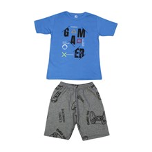 Conjunto Masculino Camiseta e Bermuda Moletinho Estampas Sortidas 3100 - Cleomara