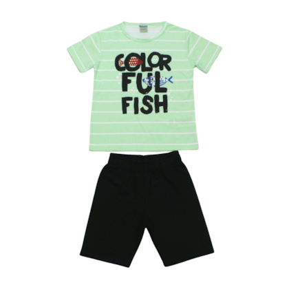 Conjunto Masculino Camiseta e Bermuda Moletinho Estampas Sortidas 9000928 - Pipa 