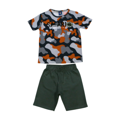 Conjunto Masculino Camiseta e Bermuda Moletinho Estampas Sortidas 9000936 - Pipa 