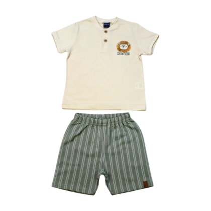 Conjunto Masculino Camiseta e Bermuda Moletinho Listrada 04668 - Dila 