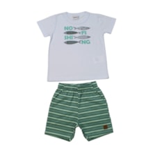 Conjunto Masculino Camiseta e Bermuda Moletinho Listrada 11930 - Kaiani