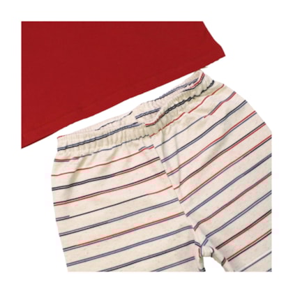 Conjunto Masculino Camiseta e Bermuda Moletinho Listrada  19346 - Alakazoo    