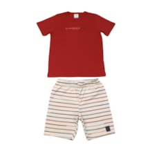 Conjunto Masculino Camiseta e Bermuda Moletinho Listrada  19346 - Alakazoo     