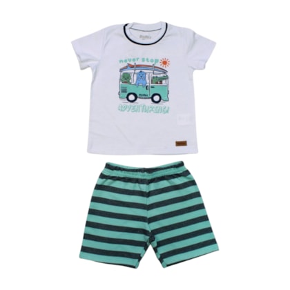 Conjunto Masculino Camiseta e Bermuda Moletinho Listrada 51146 - Rei Rex  