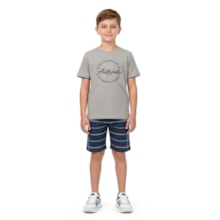 Conjunto Masculino Camiseta e Bermuda Moletinho Listrada A0515 - Alakazoo