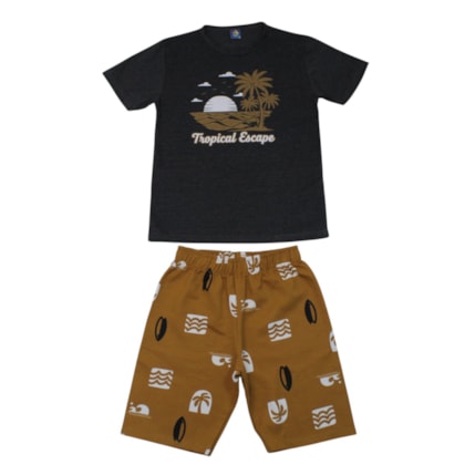 Conjunto Masculino Camiseta e Bermuda Moletinho Sortido 9002896 - Pipa