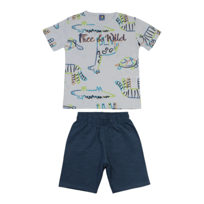 Conjunto Masculino Camiseta e Bermuda Moletinho Sortido 9002898 - Pipa