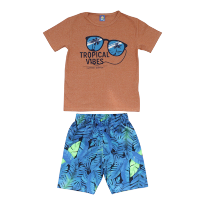 Conjunto Masculino Camiseta e Bermuda Moletinho Sortido 9002907 - Pipa
