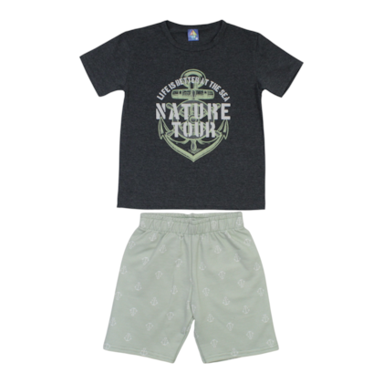 Conjunto Masculino Camiseta e Bermuda Moletinho Sortido 9002909 - Pipa