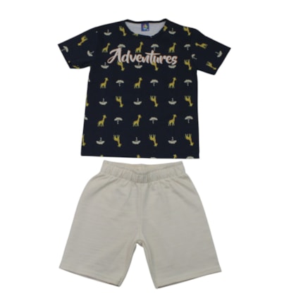 Conjunto Masculino Camiseta e Bermuda Moletinho Sortido 9002914 - Pipa