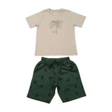 Conjunto Masculino Camiseta e Bermuda Moletino Estampada Coqueiros 28854 - Angerô 