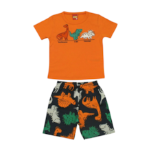 Conjunto Masculino Camiseta e Bermuda Tactel Estampada Dinos 1001064 - Kyly 