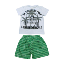 Conjunto Masculino Camiseta e Bermuda Tactel Listrada 22238 - Rollu 