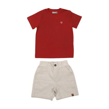 Conjunto Masculino Camiseta e Bermuda Tecido 22158 - Alekids 