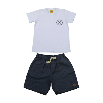 Conjunto Masculino Camiseta e Bermuda Tecido 22260 - Rollu 