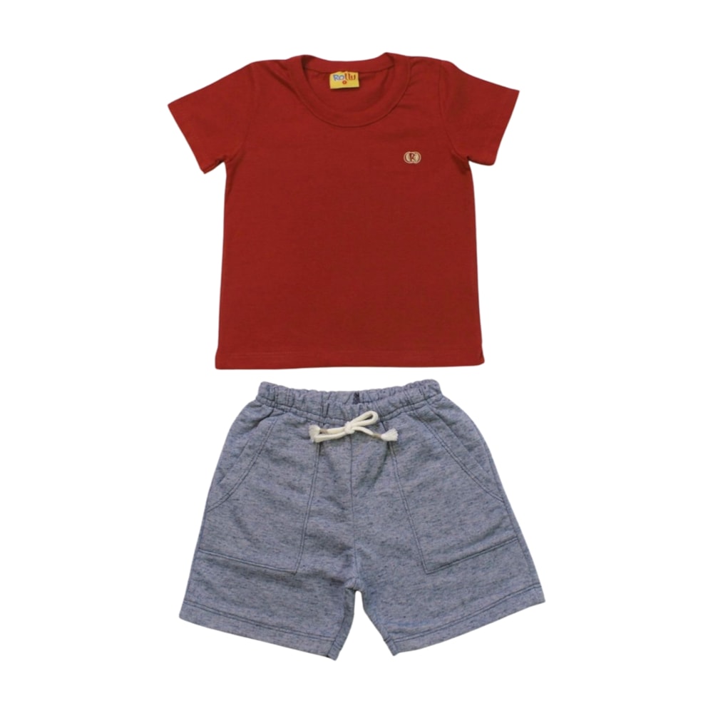 Conjunto Masculino Camiseta e Bermuda Tecido 25242 - Rollu