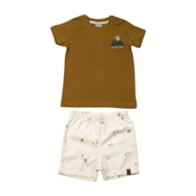 Conjunto Masculino Camiseta e Bermuda Tecido Estampada Bichos 26776 - Brandili Mundi