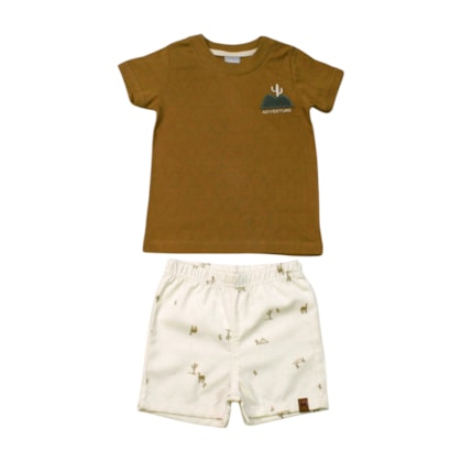 Conjunto Masculino Camiseta e Bermuda Tecido Estampada Bichos 26776 - Brandili Mundi