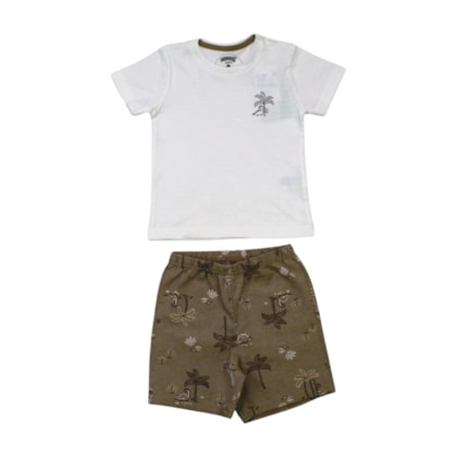Conjunto Masculino Camiseta e Bermuda Tecido Estampada Dinossauros A0057 - Alakazoo
