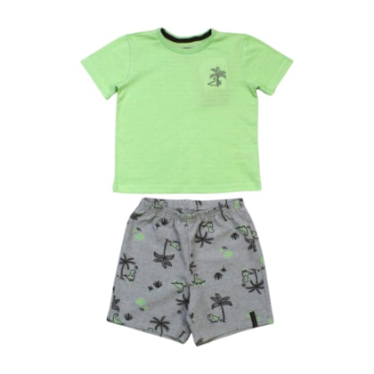 Conjunto Masculino Camiseta e Bermuda Tecido Estampada Dinossauros A0057 - Alakazoo