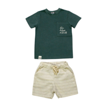 Conjunto Masculino Camiseta e Bermuda Tecido Listrada 22153 - Alekids 