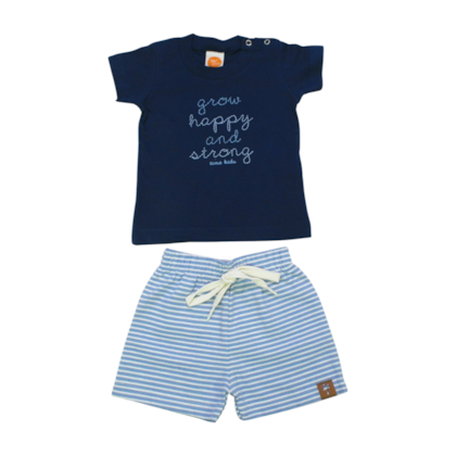 Conjunto Masculino Camiseta e Bermuda Tecido Listrada 8843 - Time Kids      