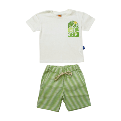 Conjunto Masculino Camiseta e Bermuda Tecido Listrada 8859 - Time Kids 